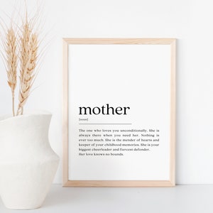 Mother Definition Print, Mothers Day Gift, New Mom Gift, Gifts for Her, Printable Art, Minimalist Print, Modern Wall Art, Digital Download