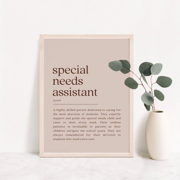 Special Needs Assistant Definition Print, SNA Gift, Special Needs Assistant Thank You, SNA Appreciation, Graduation Gift, Digital Download