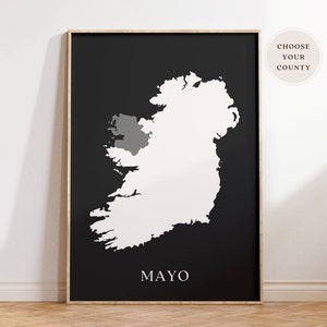 Impression de carte du comté d'Irlande, affiche personnalisée de carte d'Irlande, comtés d'Irlande, art mural irlandais, cadeau d'émigrant irlandais, décoration d'intérieur irlandaise, cadeau de départ
