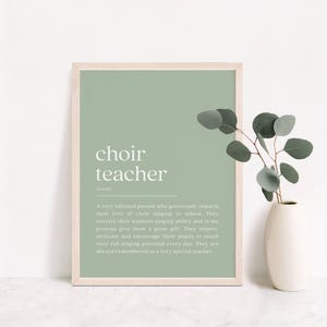 Definición de maestro de coro, impresión, regalo para maestro de coro, agradecimiento verde, cita de maestro de coro, agradecimiento al maestro de canto, descarga digital
