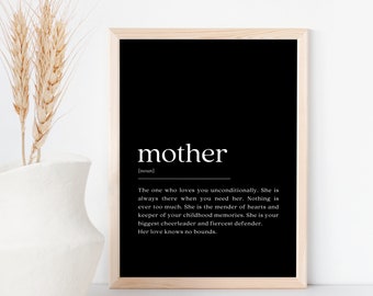 Mother Definition Print, Mothers Day Gift, New Mom Gift, Gifts for Her, Printable Art, Minimalist Print, Modern Wall Art, Digital Download