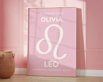Personalized Leo Zodiac Print: Custom Star Sign Wall Art (Digital File Available)