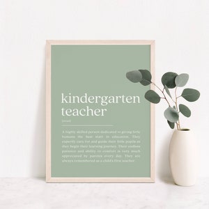 Kindergarten Teacher Definition Print, Sage Green Teacher Gift, Teacher Thank You, Teacher Appreciation, Teacher Graduation,Digital Download