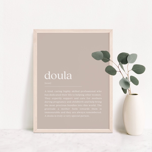 Doula Definition Printable Wall Art, Birth Thank You Gift, Birth Partner Appreciation, Noun Gift, Dictionary Meaning, Digital Download