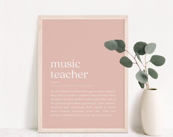 Musiklehrer Definition Druck, Minimalistisches Lehrer Geschenk (Digitaler Download)