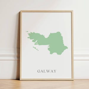 Impression de carte de Galway, carte du comté de Galway en Irlande, affiche du comté d'Irlande, cadeau d'art mural irlandais à l'étranger, cadeau de départ de l'Irlande, numérique ou imprimé