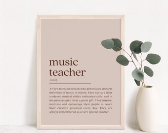 Musiklehrer Definition Druck, Minimalistisches Lehrer Geschenk (Digitaler Download)