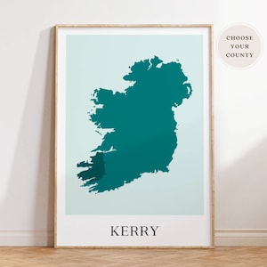 Affiche du comté irlandais, impression personnalisée de la carte du comté d’Irlande, comtés irlandais, art mural irlandais, cadeau d’émigrant irlandais, décoration intérieure irlandaise