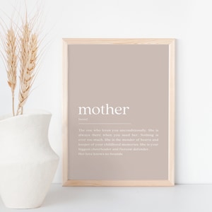 Mother Definition Print, Mothers Day Gift, New Mom Gift, Gifts for Her, Printable Art, Minimalist Print, Modern Wall Art, Digital Download