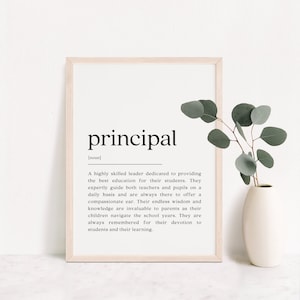 Principal Definition Print, School Principal Gift, Principal Thank You, Principal Promotion, Principal Appreciation, Principal Retirement