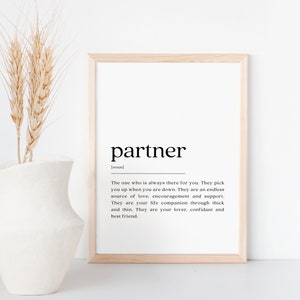 Partner Definition Print, Partner Gift, Gifts for Significant Other, Printable Art, Minimalist Print, Modern Wall Art, Digital Download
