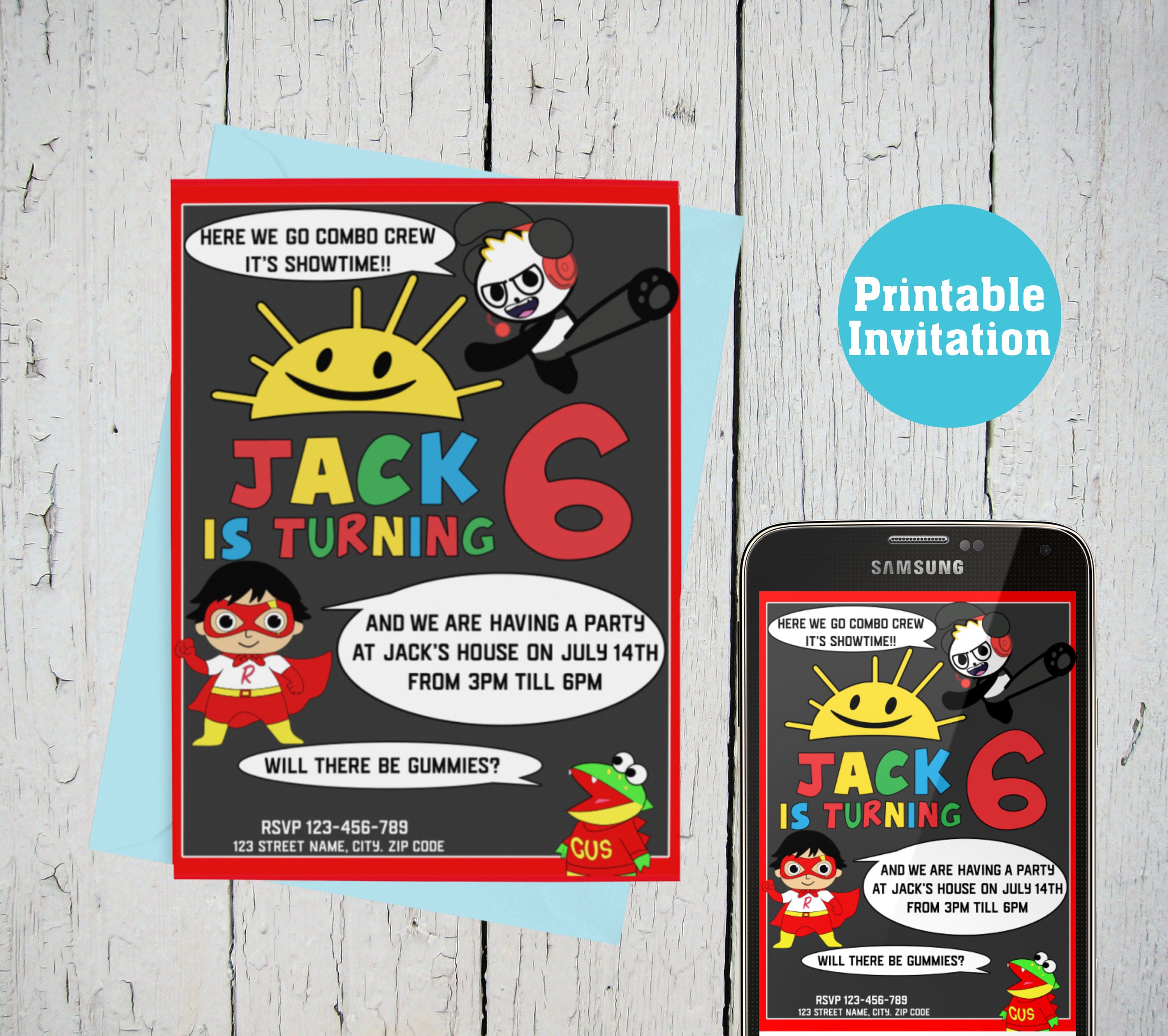 Ryan's World Birthday Invitation. Ryans World party | Etsy