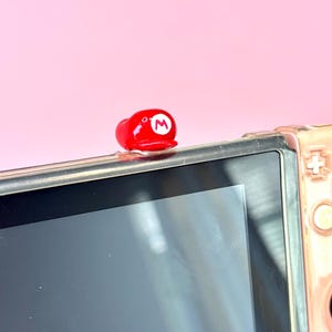 Red Plumber Hat Charm | Cute Handmade Console Accessory | Fan-Inspired Gaming Plug