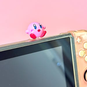 Cute Pink Puffball Star Hero Headphone Jack Charm | Handmade Console Accessory | Fan-Inspired Gaming Gift