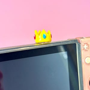 Royal Peach Crown Charm | Fan-Inspired Console Accessory | Cute Handmade Princess Gaming Plug