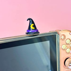 Moonlit Witch Hat Charm | Cute Handmade Halloween Console Accessory | Spooky Season Gaming Plug