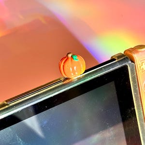 Pumpkin Fall Charm Handmade Polymer Clay Halloween Console Accessory