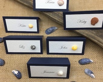 Shell Wedding Place Cards: Coastal Beach Decor