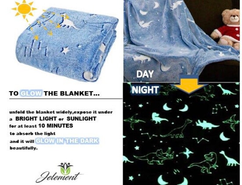 Glow in the Dark Throw Blanket Blue Dinosaur Gifts for Girls Etsy