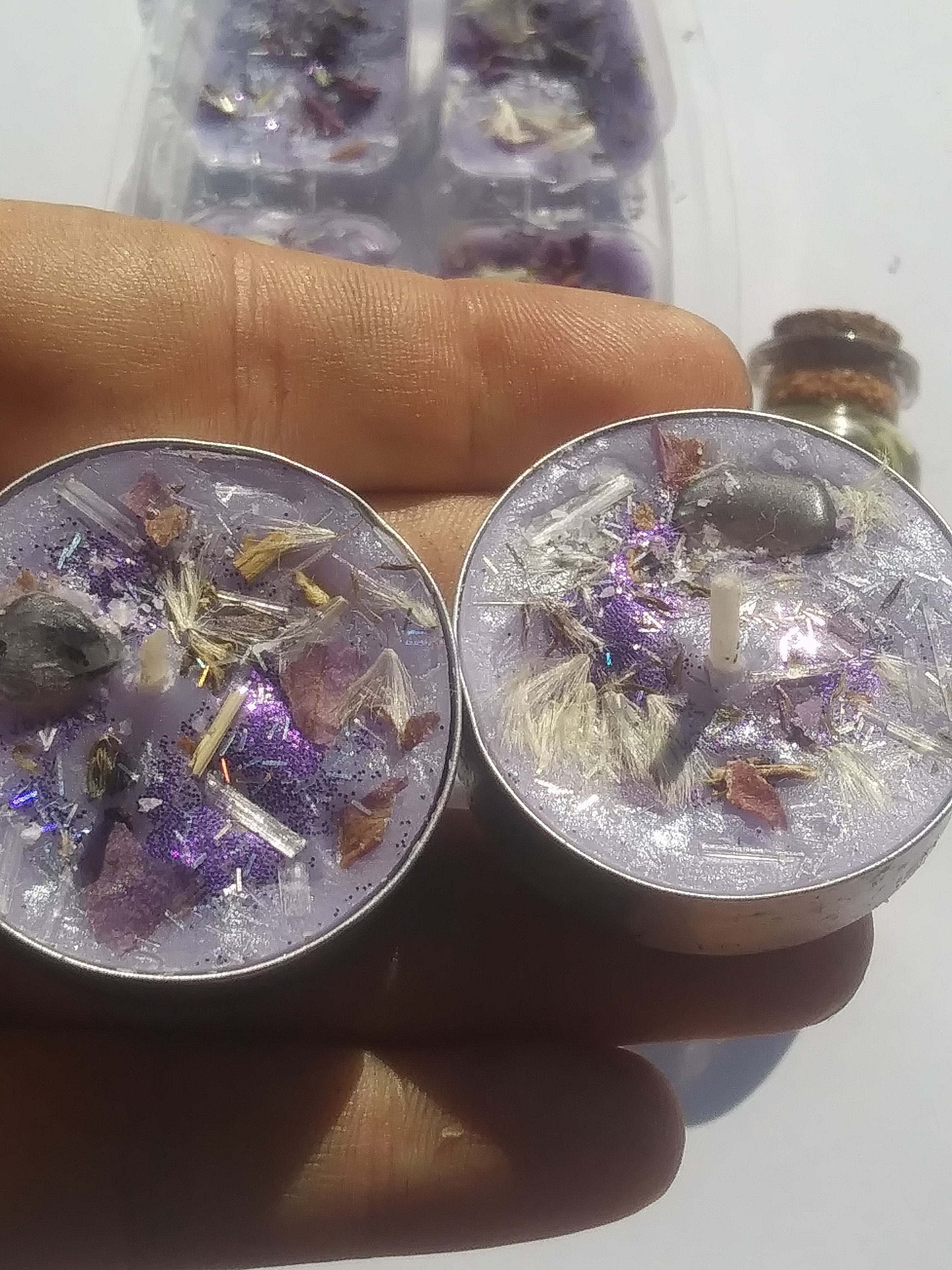 Mini spell candles. Herbs. Crystals. Evil eye candle. Pagan. Etsy