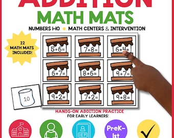 Addition Math Mats 1-10 Count Dots Kindergarten Homeschool Center Special Education Resource