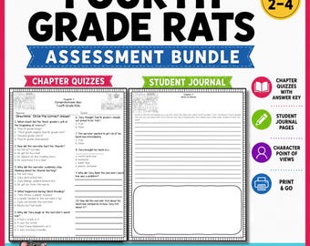 Fourth Grade Rats Assessment Bundle | Novel Study Quizzes & Journal Activities PDF for Elementary Homeschool
