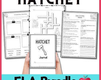 Estudio de novelas Hatchet: paquete de ELA con cuestionarios, vocabulario y ejercicios para diario para secundaria