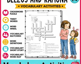 Beezus and Ramona Novel Study Vocabulary Activities | Beverly Cleary Book Unit Printable PDF Homeschool Reading Resource
