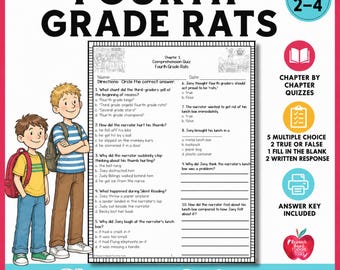 Fourth Grade Rats Chapter Quizzes Novel Study Reading Tests PDF Jerry Spinelli Comprehension Literature Unit Homeschool
