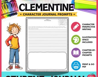 Clementine Student Journal Character Response Writing Prompts Novel Study ELA Elementary Book Companion Printable PDF