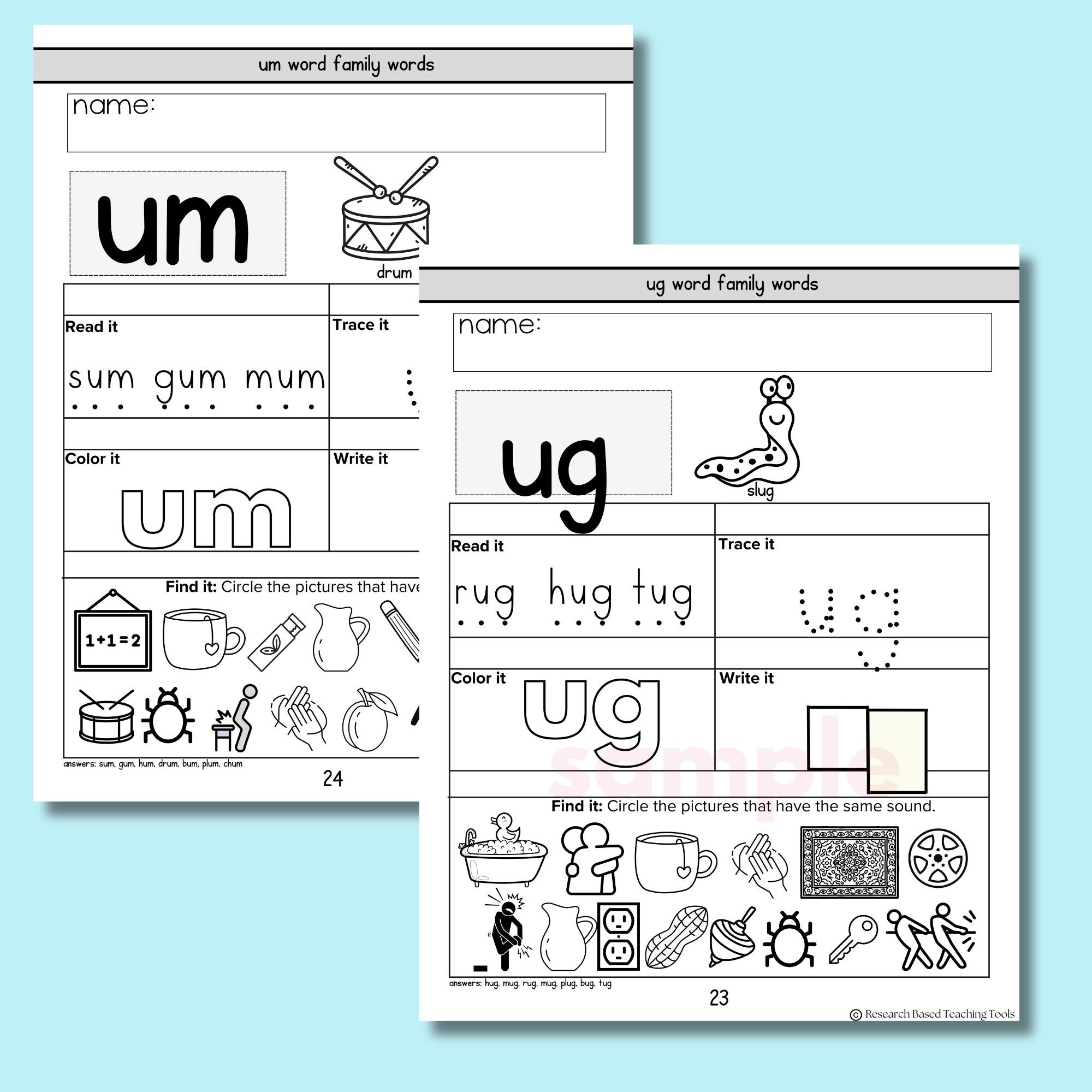 CVC Word Families Phonics Worksheets: Kindergarten & 1st Grade Reading ...