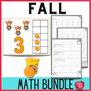 Activités mathématiques d&#39;automne : comptage, images de dix, additions, soustractions et plus encore : fiches d&#39;exercices pour le préscolaire et la maternelle
