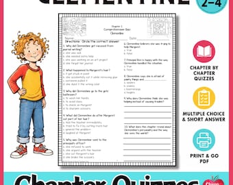 Clementine Chapter Quiz Printable Reading Comprehension Worksheets Novel Study Guide Teacher Resources