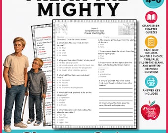 Freak the Mighty Chapter Quizzes Novel Study Reading Comprehension Middle School ELA Worksheets