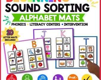 Beginning Sounds Sorting Mats Alphabet Phonics Centers Letter Matching Kindergarten Literacy Activity Printable Homeschool