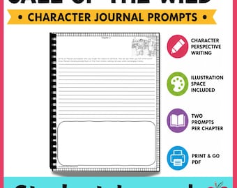 Call of the Wild Character Journal | POV Writing Prompts & Art Activities | Novel Study Printable | Reading Response Journal
