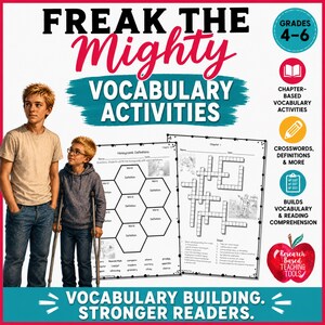 Freak the Mighty Vocabulary Activities Novel Study Games ELA Centers Grades 4-6
