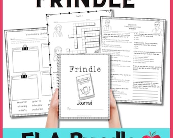Paquete de estudio de la novela ELA de Frindle: Cuestionarios de comprensión, preguntas para el diario, actividades de vocabulario.