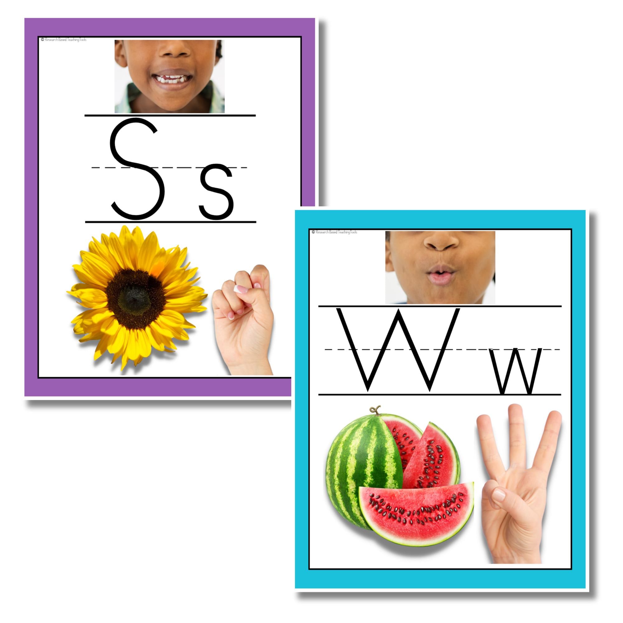 Colorful Alphabet, Counting & ASL Posters: Ten Frames, Mouth Positions ...