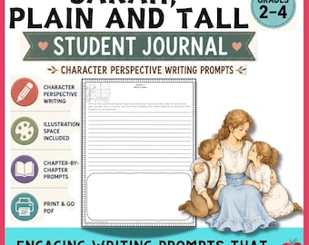 Sarah Plain and Tall Journal Novel Study Writing Prompts Reading Response Character POV 3rd 4th 5th Grade