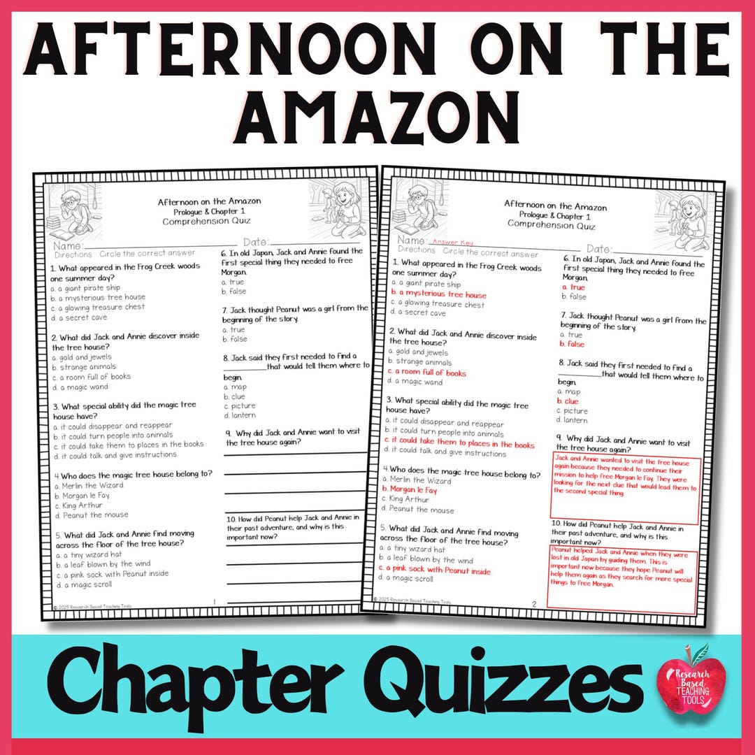 Afternoon Amazon Magic Tree House Reading Comprehension Quizzes Chapter ...