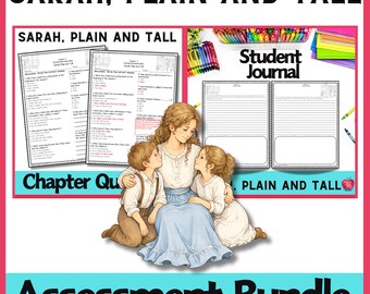 Sarah Plain and Tall Novel Study Bundle: Reading Comprehension Activities, Quizzes & Journal for 3rd-5th Grade ELA