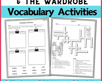 Attività di studio del vocabolario del romanzo Lion Witch Wardrobe, giochi di comprensione della lettura, classi 4-7, PDF stampabile