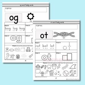 CVC Word Families Phonics Worksheets: Kindergarten & 1st Grade Reading ...