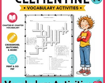 Clementine Novel Study Printable Vocabulary Activities Worksheets Unit Pack Homeschool ELA Reading Resource PDF