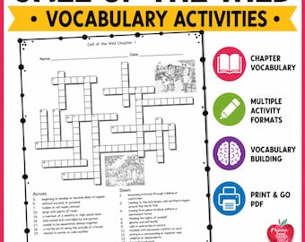 Call of the Wild Vocabulary Activities | Novel Study Word Work | Printable Vocabulary Worksheets | Middle School ELA | Homeschool