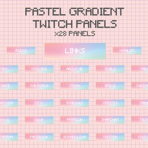 Pastel Gradient Twitch Panels | Pixel Twitch Panels | Gaming Twitch Panels