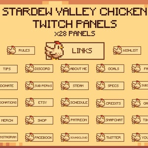 Stardew Valley Chickens Twitch パネル | ピクセル Twitch パネル | ゲーム Twitch パネル | カスタマイズ
