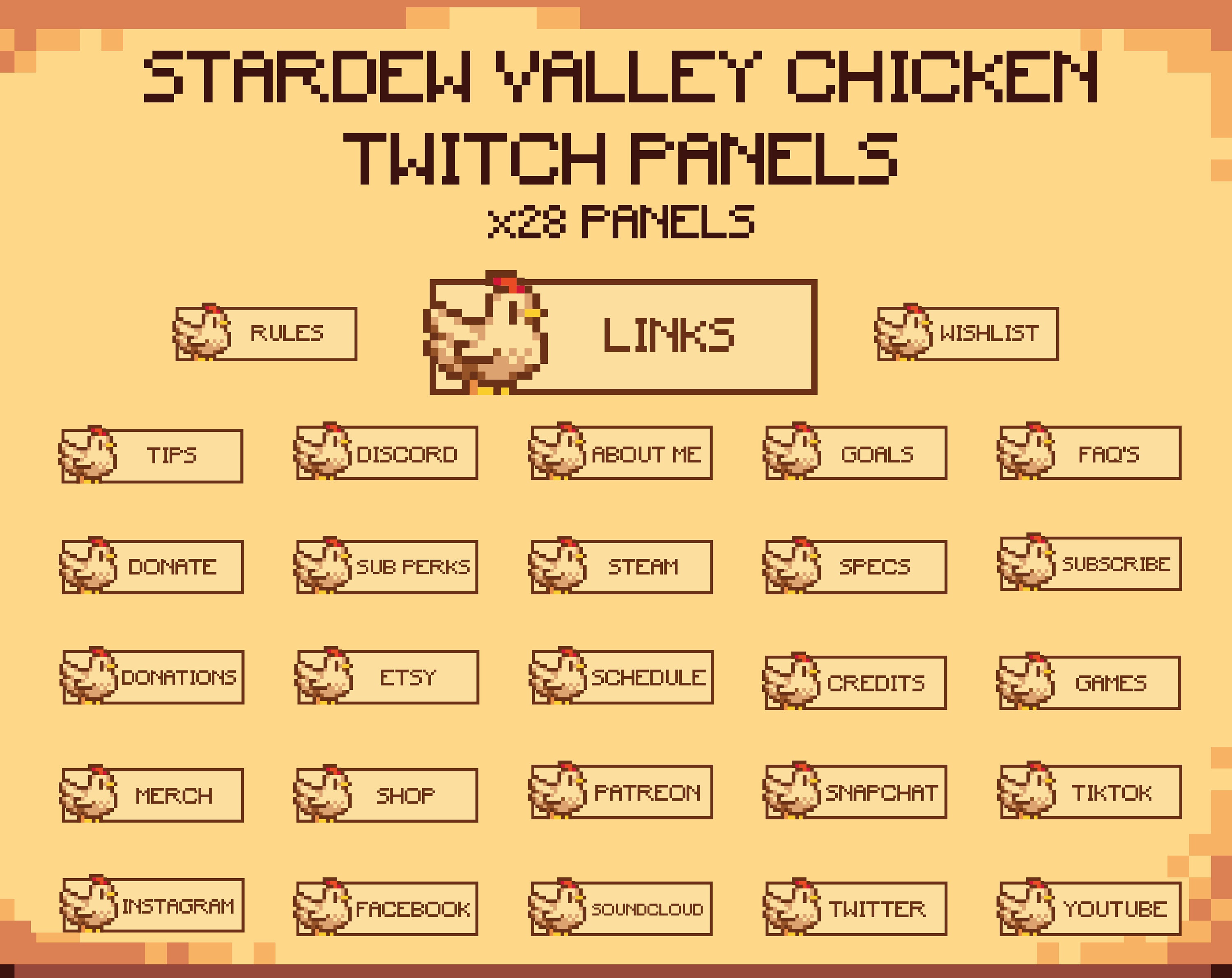 Stardew Valley Chickens Twitch Panels Pixel Twitch Panels Etsy