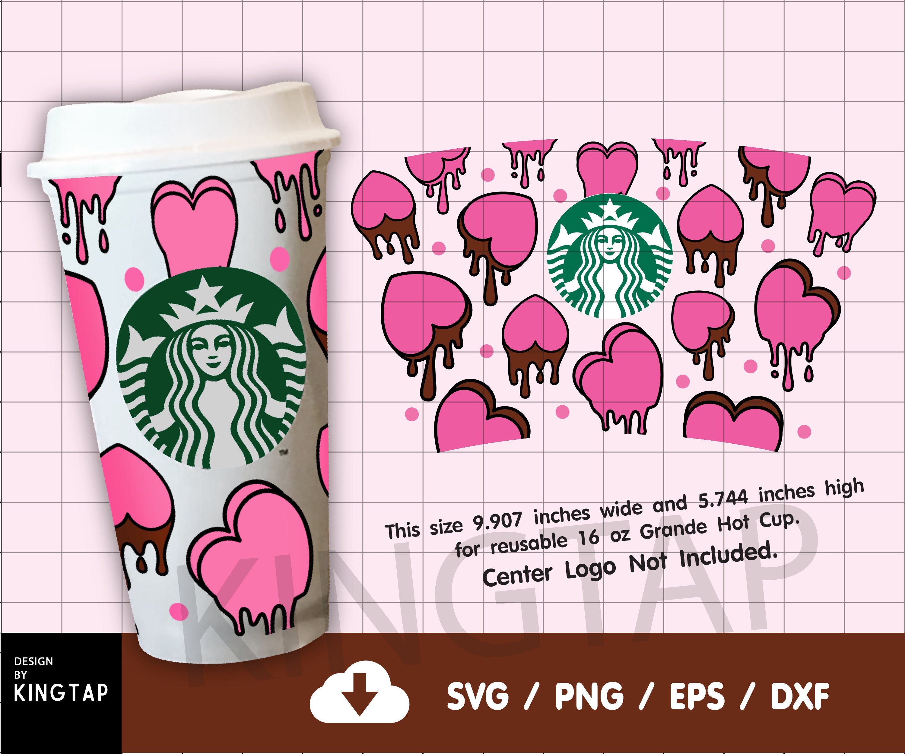 Download Valentine Heart Starbucks Cup SVG Full Wrap Dripping Heart ...